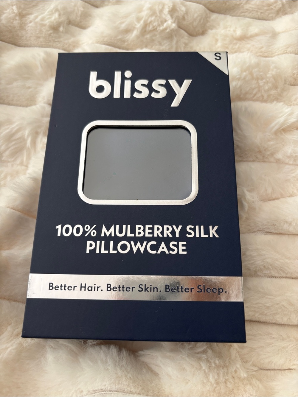 BRAND NEW UNOPENED Blissy 100% Mulberry Silk Pillowcase - Navy Blue